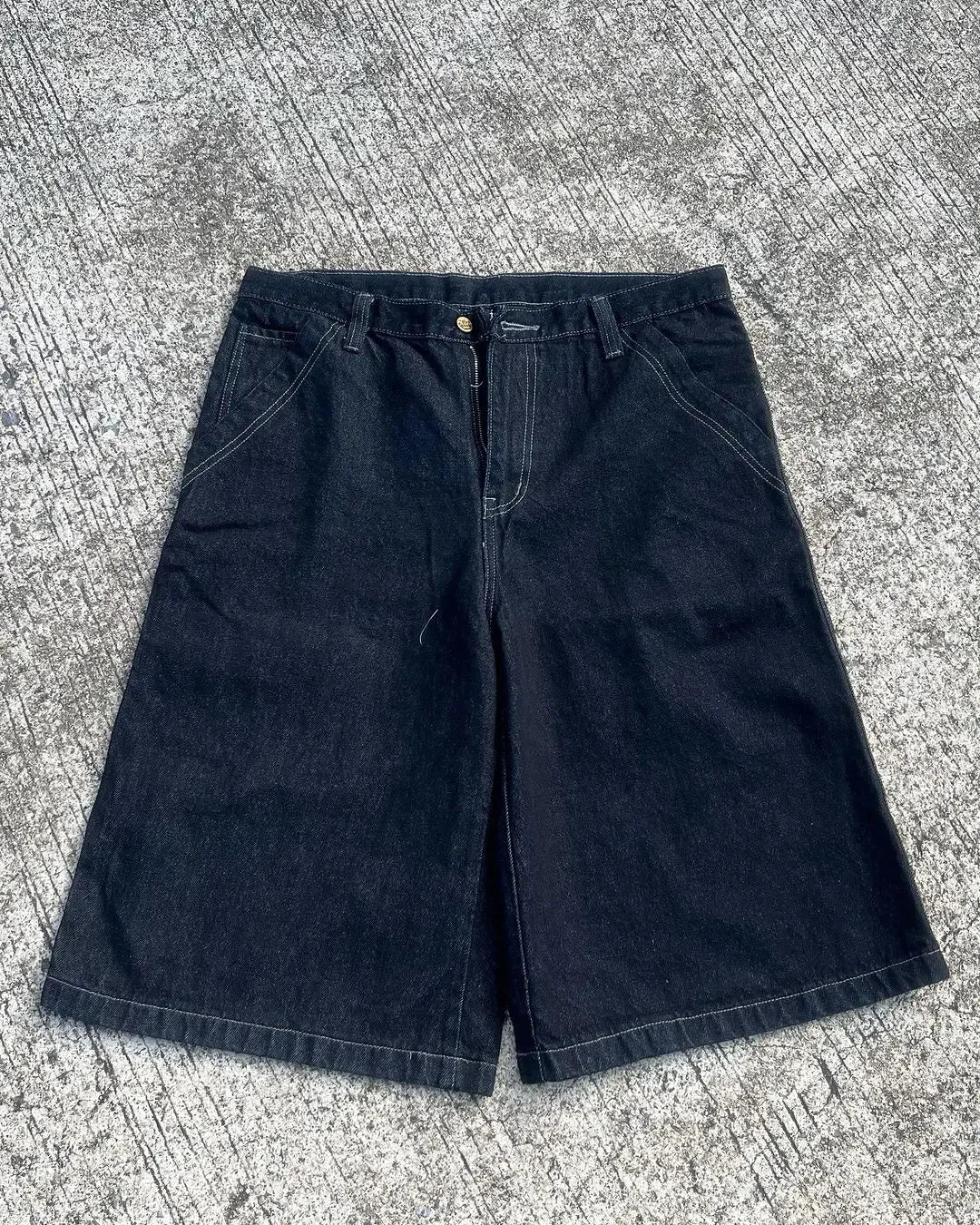 Y2K Fashion New Oversize Embroidery Loose Denim Shorts Men