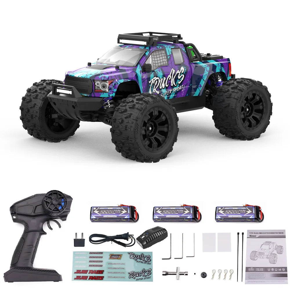80km/h JIUSI PT14R 1/14 RC Car Brushless 2.4G Remote Control Racing Car 4WD High Speed Off-road RC Truck 3S 35C 2200mAh