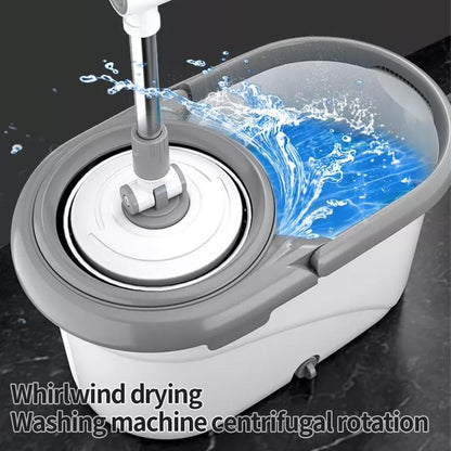 360° Spin Mop and Bucket Set with 2 Microfiber Refills, a Stainless Steel Adjustable Telescopic Pole, and a Plastic Bucket for Household General Cleaning. Wipes Steam Mop Roll Mop Magic Eraser Mop Super Mop