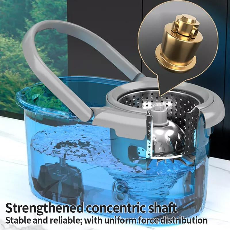 360° Spin Mop and Bucket Set with 2 Microfiber Refills, a Stainless Steel Adjustable Telescopic Pole, and a Plastic Bucket for Household General Cleaning. Wipes Steam Mop Roll Mop Magic Eraser Mop Super Mop