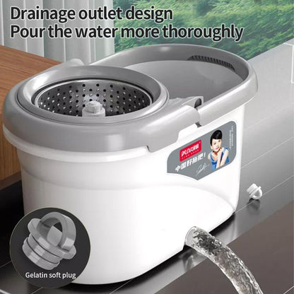 360° Spin Mop and Bucket Set with 2 Microfiber Refills, a Stainless Steel Adjustable Telescopic Pole, and a Plastic Bucket for Household General Cleaning. Wipes Steam Mop Roll Mop Magic Eraser Mop Super Mop