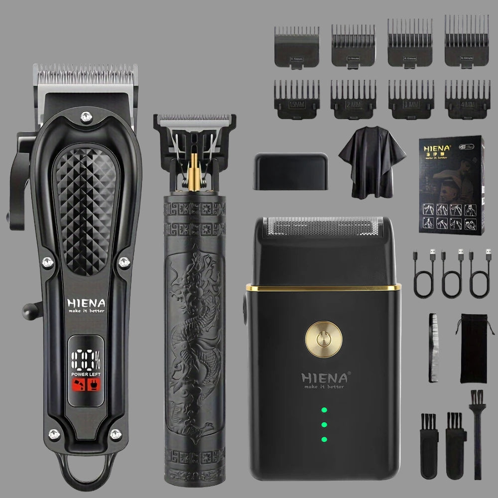 Mans Hair Clipper Set Metal Electric Cordless Hair Trimmer for Barber