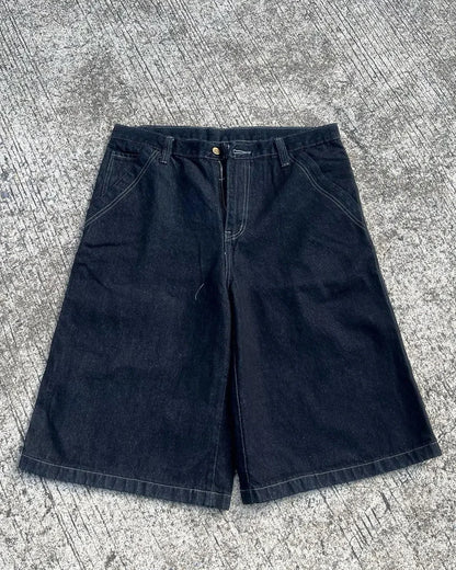 Y2K Fashion New Oversize Embroidery Loose Denim Shorts Men