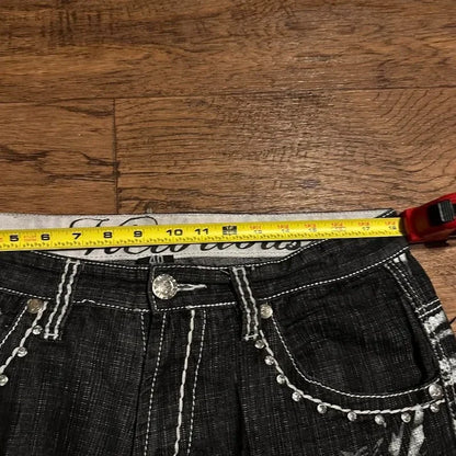 Y2K Fashion New Oversize Embroidery Loose Denim Shorts Men