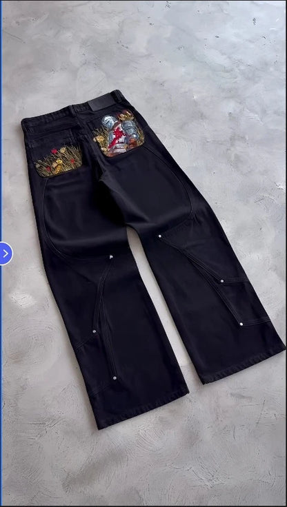 Y2K Distressed Wide Leg Jeans