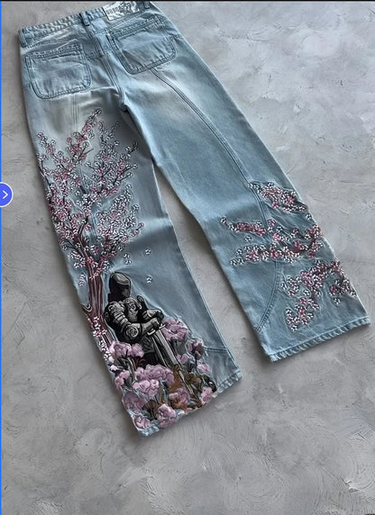 Y2K Distressed Wide Leg Jeans