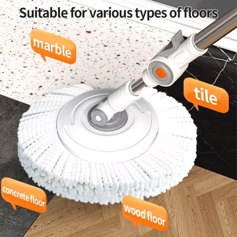 360° Spin Mop and Bucket Set with 2 Microfiber Refills, a Stainless Steel Adjustable Telescopic Pole, and a Plastic Bucket for Household General Cleaning. Wipes Steam Mop Roll Mop Magic Eraser Mop Super Mop
